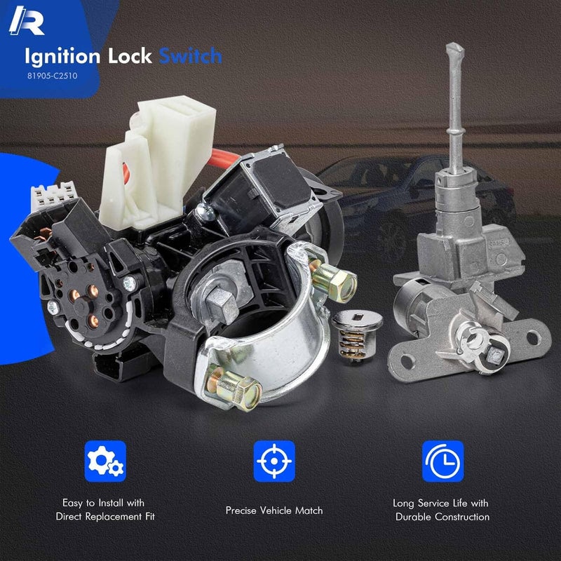 RHAOCZIYAUTO 81905-C2510 Ignition Lock Switch Assembly with 2 Door Lock & Glovebox Lock & Keys Fit for Hyundai Sonata 2015-2019, Ignition Lock Cylinder with Housing Replace# 81970-C1A00 81900-C1A00 81900-C1B00 - Image 4